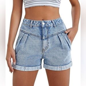 Dynamite Gigi Highrise Pleated Blue Jean Shorts Denim Size 30 Cotton